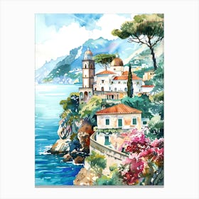 Amalfi Coast Watercolor Canvas Print