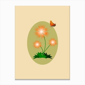 Flowers Butterfly Nature Floral Bloom Beautiful Flowers Blossom Insect Minimalist Canvas Print