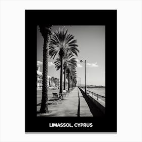 Poster Of Limassol, Cyprus, Mediterranean Black And White Photography Analogue 3 Canvas Print