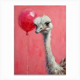 Cute Ostrich 3 With Balloon Canvas Print