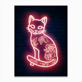 Neon Cat Sign Canvas Print