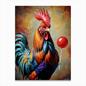 Rooster With Lollipop Canvas Print