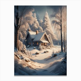 Winter Cabin In The Woods 1 Canvas Print