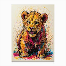 Default Draw Me A Dramatic Oil Painting Of A Lion Cub Playfull 1 Canvas Print