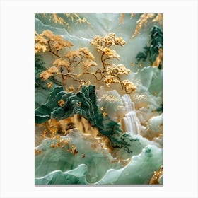 Gold Inlaid Jade Carving Landscape 2 Canvas Print