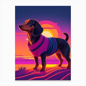 Dachshund Dog Sunset Canvas Print
