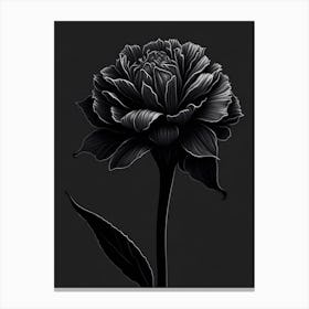 A Carnation In Black White Line Art Vertical Composition 36 Canvas Print