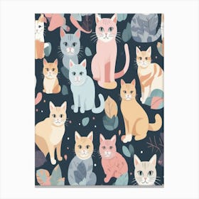 Seamless Pattern With Cats Canvas Print