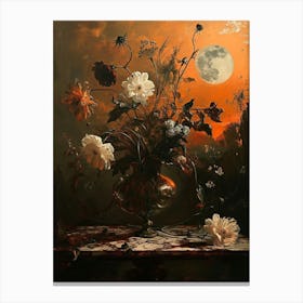 Baroque Floral Still Life Moonflower 1 Canvas Print