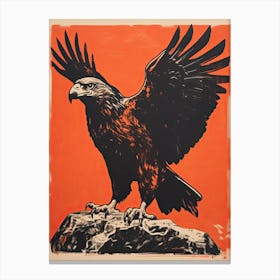 Eagle, Woodblock Animal  Drawing 2 Canvas Print