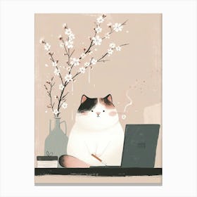 Cat Sitting On A Laptop Canvas Print