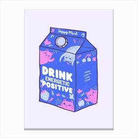 Happy Mind Drink Energetic Positive - A Milk Box Illustration 1 Canvas Print