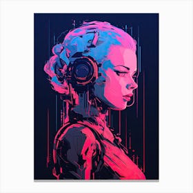 Futuristic Girl, Neon Canvas Print