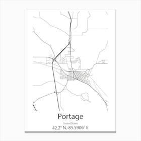 Portage La Prairie,Canada Minimalist Map Canvas Print