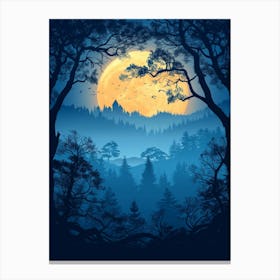 Full Moon In The Forest 5 Canvas Print