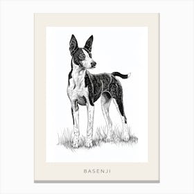 Basenji Dog Line Sketch 4 Poster Canvas Print