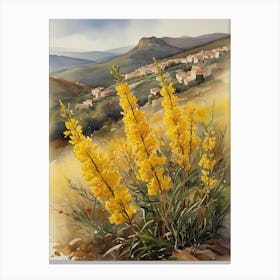 Yellow Lupine Flowers Landscape Canvas Print