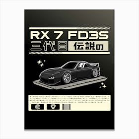 Maxda RX 7 FD3S Black Canvas Print