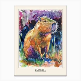 Capybara Colourful Watercolour 1 Poster Canvas Print