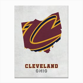 Cleveland Cavaliers Cleveland Ohio State Map Canvas Print