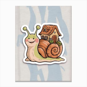 Snail House Sticker Canvas Print