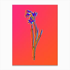 Neon Painted Lady Botanical in Hot Pink and Electric Blue n.0510 Canvas Print