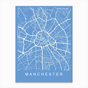 Manchester Map Blueprint Canvas Print