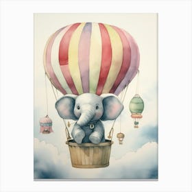 Baby Elephant In A Hot Air Balloon Canvas Print