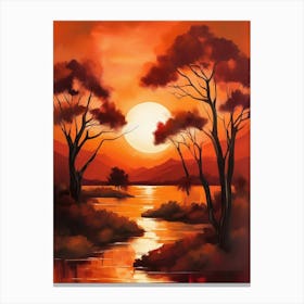 Sunset Over The River 1 Canvas Print