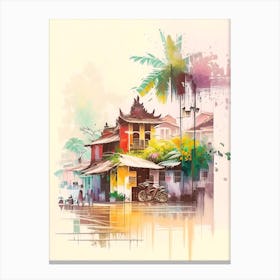 Hoi An Vietnam Watercolour Pastel Tropical Destination Canvas Print