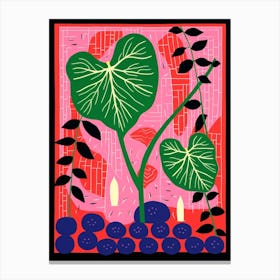 Pink And Red Plant Illustration Monstera Thai Constellation 3 Canvas Print