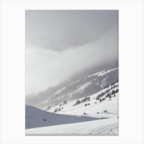 Arabba, Italy Black And White Skiing Poster Canvas Print