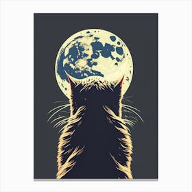 Cat Silhouette Under Moonlight Canvas Print