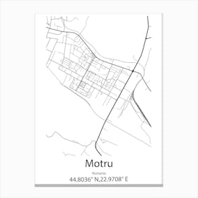 Motru,Romania Minimalist Map Canvas Print