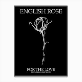 English Rose Black And White Line Drawing 29 Poster Inverted Canvas Print