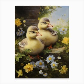 Ducklings At The Cottage 2 Canvas Print