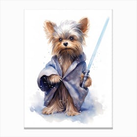 Yorkshire Terrier Dog As A Jedi 4 Canvas Print