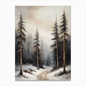 Winter Pine Forest Christmas Painting (25) Canvas Print