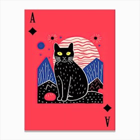 Playing Cards Cat 8 Pink And Black Canvas Print