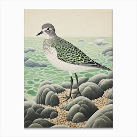 Ohara Koson Inspired Bird Painting Grey Plover 4 Canvas Print