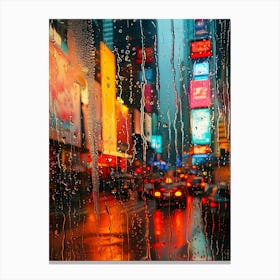 Rainy Times Square Canvas Print