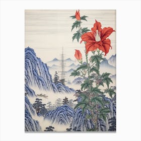 Kikyo Chinese Bellflower 2 Japanese Botanical Illustration Canvas Print