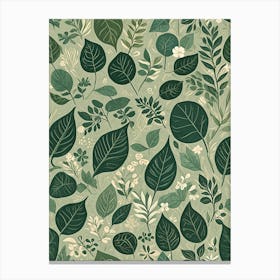 Pattern With Green Leaves Canvas Print