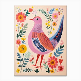 Pink Scandi Cuckoo 2 Canvas Print