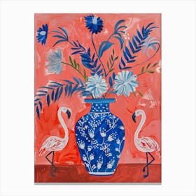 Flamingos In Vase Canvas Print