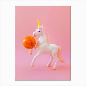 Toy Unicorn Playing Basketball Canvas Print