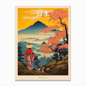 Mount Fuji, Japan Vintage Travel Art 3 Poster Canvas Print