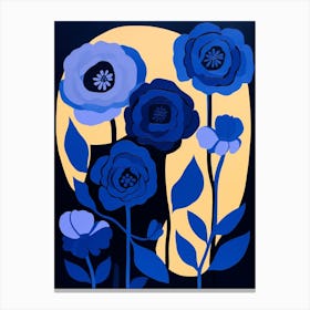 Blue Flower Illustration Ranunculus 4 Canvas Print