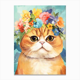 Exotic Shorthair Cat With A Flower Crown Painting Matisse Style 1 Canvas Print