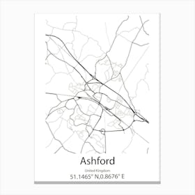 Ashford,United Kingdom Minimalist Map Toile